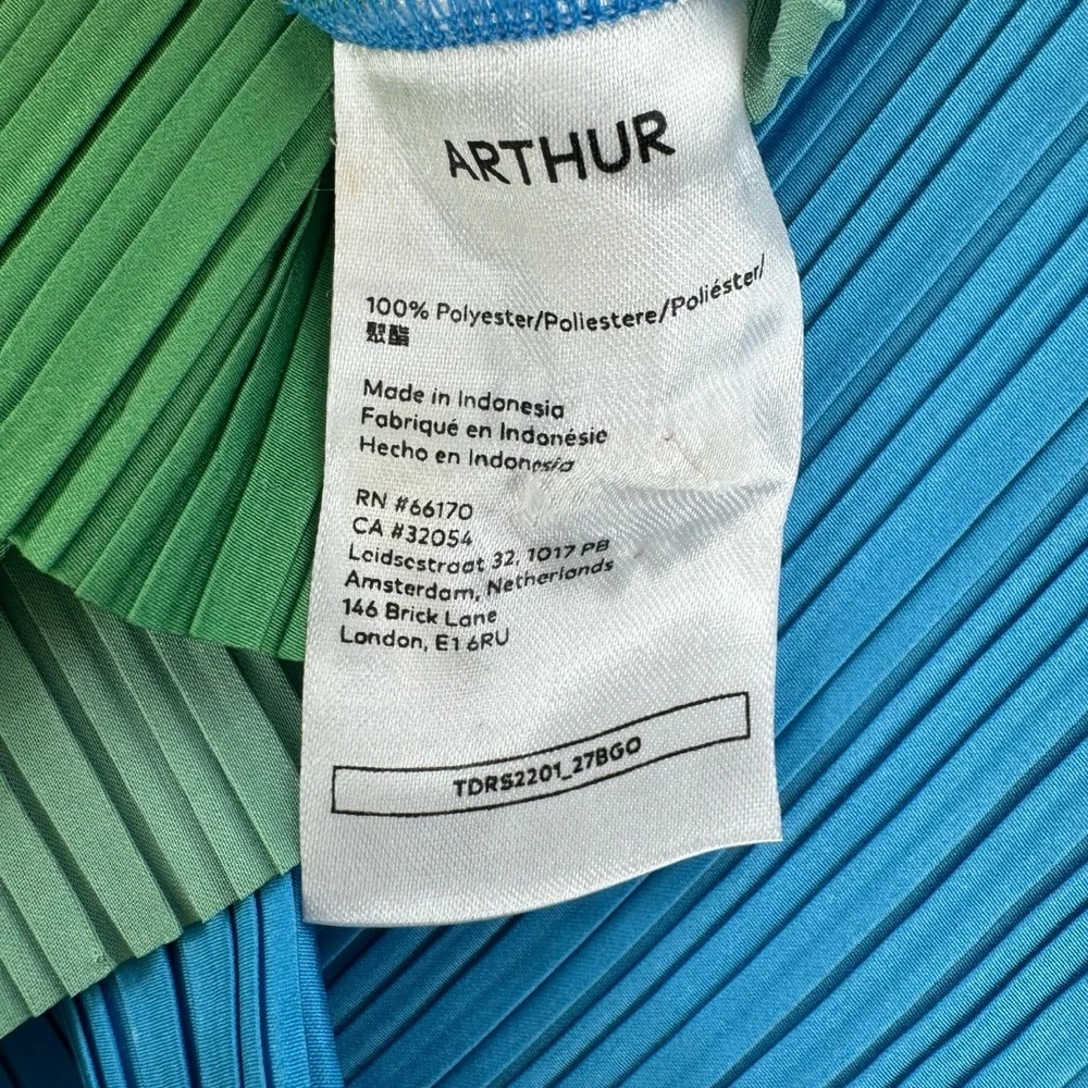 NWT Arthur Dress TDRS2201_27BGO Blue Green Long Sleeve Textured US 4 - Picture 9 of 15